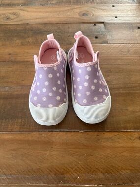 Kids Slip-On Water Shoes with Flower Print Sneakers in Light Purple
